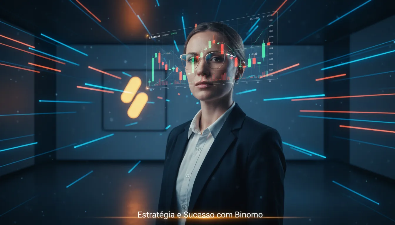 Trader estratégico com visão de mercado, integrando sucesso e como abrir uma conta na Binomo para iniciantes no Brasil com estratégia.