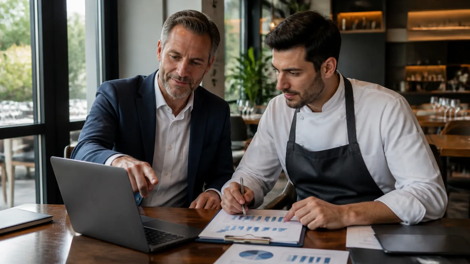 Consultoria tributária analisando relatórios fiscais de sales tax restaurante nos EUA.
