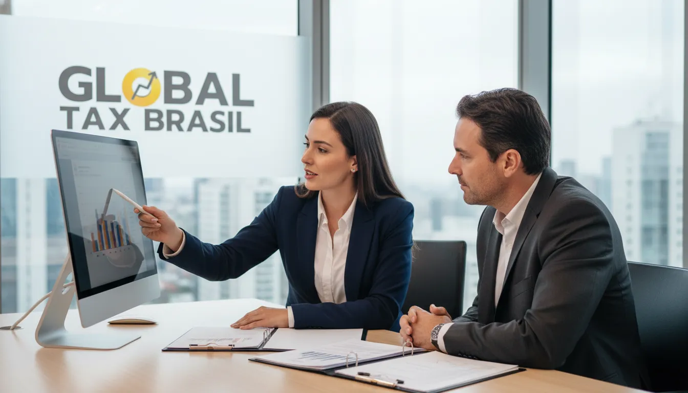 Consultor da Global Tax Brasil explicando soluções para evitar ou resolver a multa por não fazer saída fiscal.