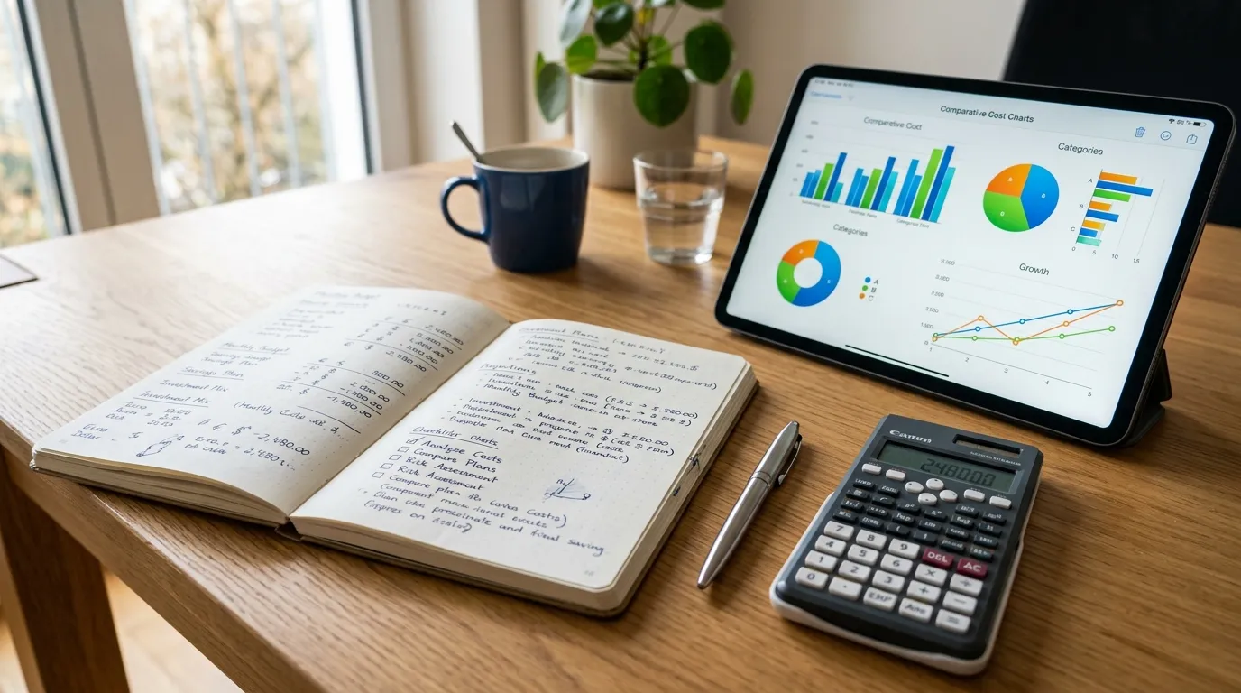 Planilha e calculadora mostrando como comparar home equity analisando custos e amortização.