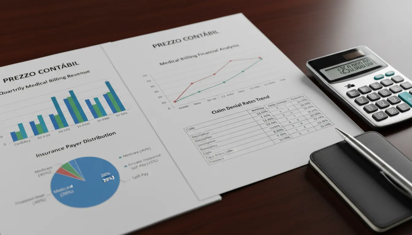 Close-up de um relatório financeiro de uma clínica médica, demonstrando a contabilidade especializada e gestão financeira oferecidas pela Prezzo Contábil.