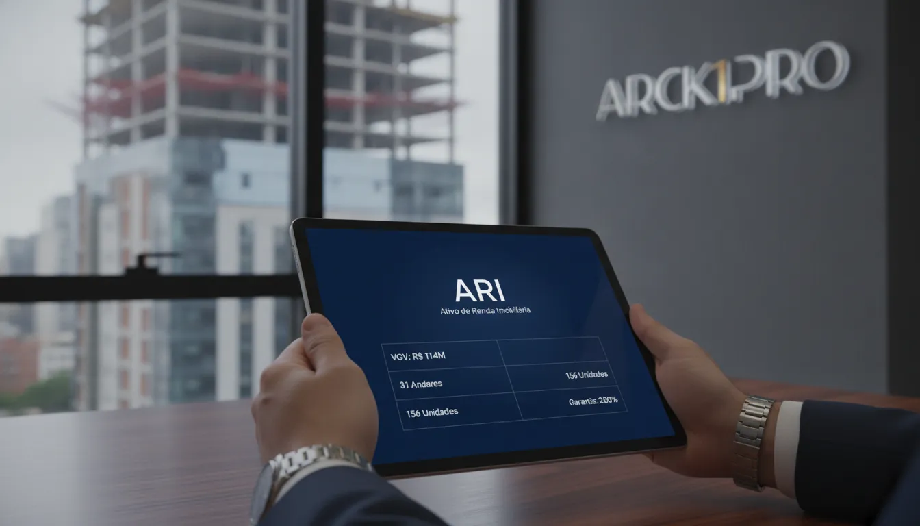 Documento detalhado sobre ARI ativo de renda imobiliária com dados concretos da Arck1Pro e garantia de 200%.