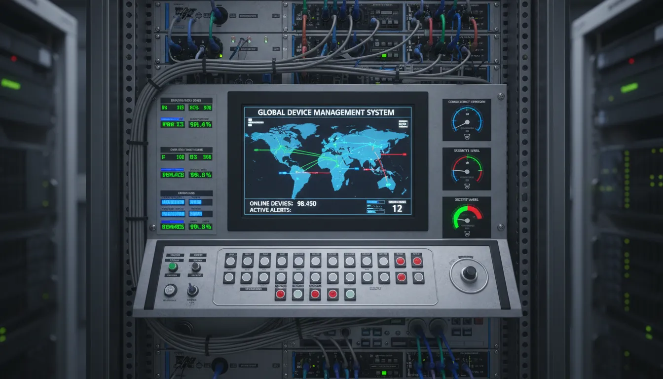 Ambiente de empresa integrado com áreas conectadas via IoT e análise de dados em tempo real