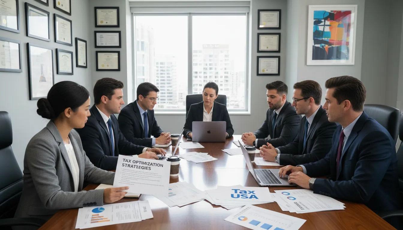Profissionais da Prezzo Consulting colaborando em estratégias de otimização fiscal para ajudar empresas a pagar menos impostos nos EUA.