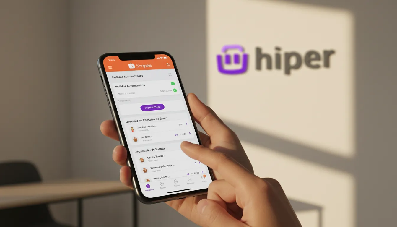 Integração do app Shopee com a Hiper, demonstrando como vender na Shopee passo a passo de forma automatizada e eficiente.
