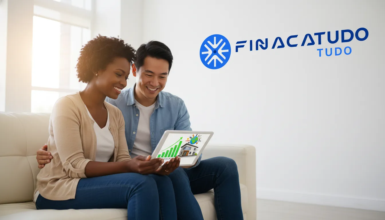 Casal planeja o futuro com segurança financeira após realizar a portabilidade de crédito com garantia e otimizar suas finanças.
