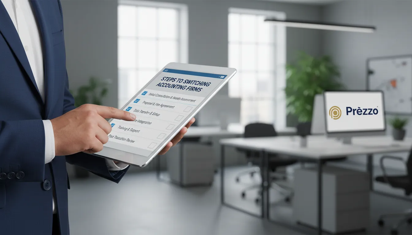 Tablet digital exibindo checklist para mudar de escritório de contabilidade, mostrando o processo organizado e fácil.