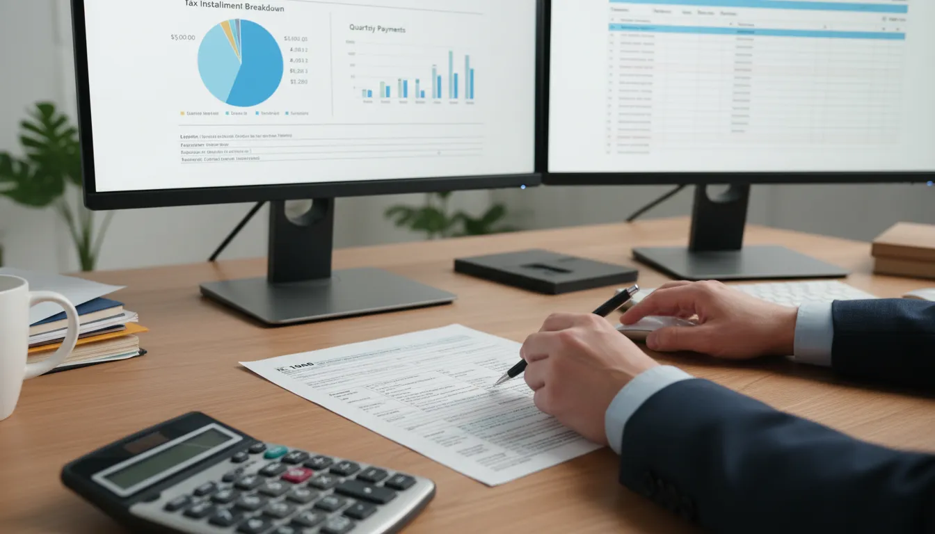 Formulários fiscais sendo revisados e preenchidos para negociação de parcelamento de dívidas