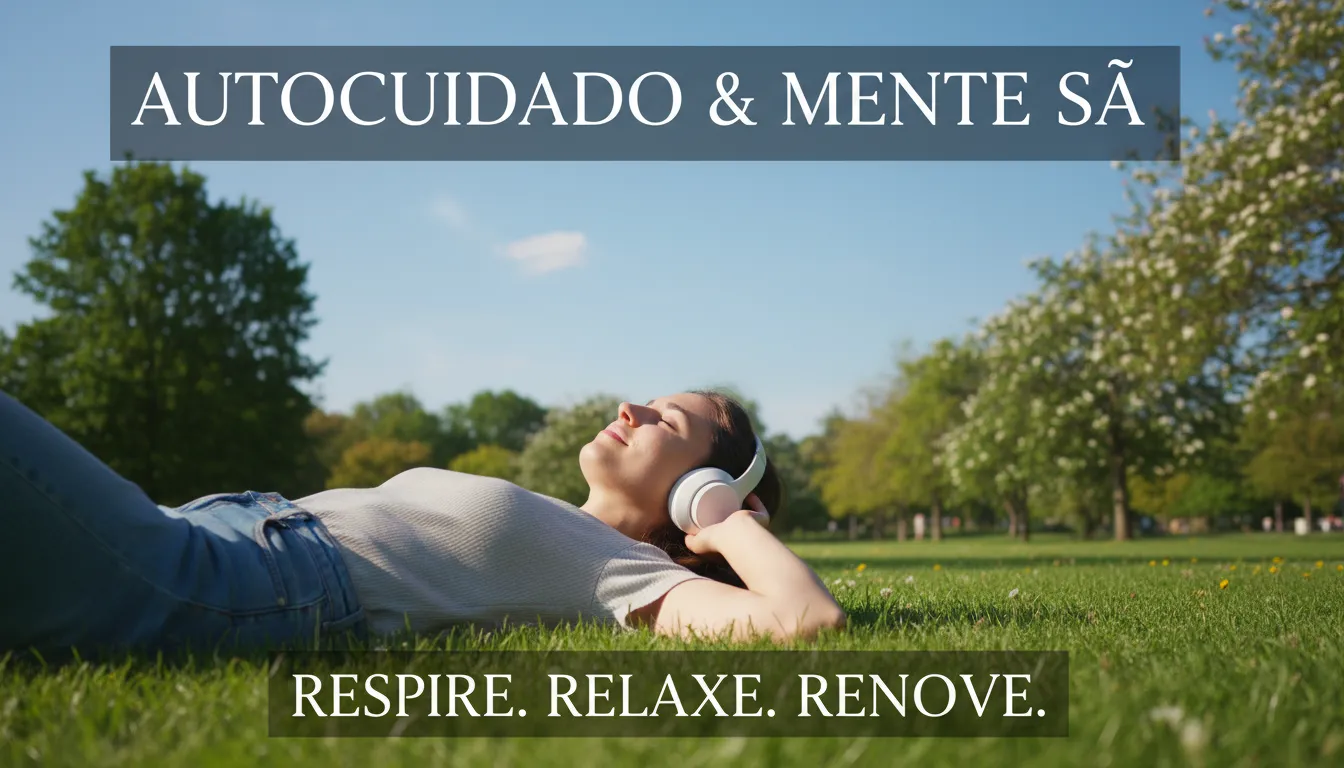 Pessoa relaxa ao ar livre mostrando autocuidado e prática de exercícios para saúde mental