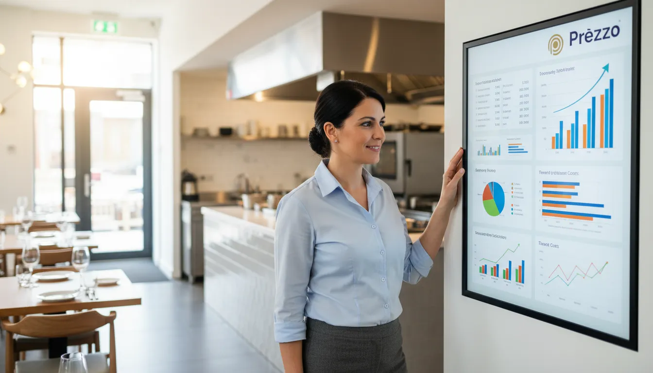 Gestor de restaurante tomando decisões estratégicas com apoio de contabilidade digital e gestão financeira para crescimento.