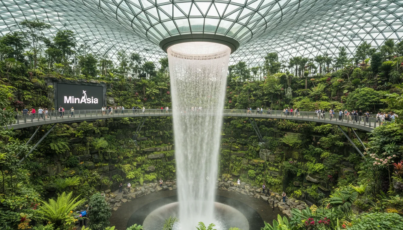 A majestosa Cloud Forest com sua cascata no gardens by the bay, uma maravilha da natureza em Singapura.