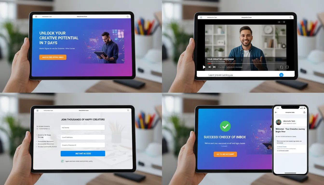 Landing Page para Infoprodutor 2026: Funilando Vendas 1 Sequência do funil: visitante lê, assiste vídeo, preenche formulário e recebe confirmação por e-mail