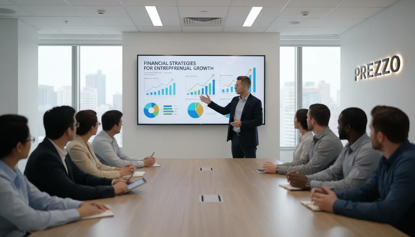 Consultoria financeira apresentando ideias de negócios lucrativas, destacando o papel da Prezzo Consulting no planejamento e crescimento empresarial.