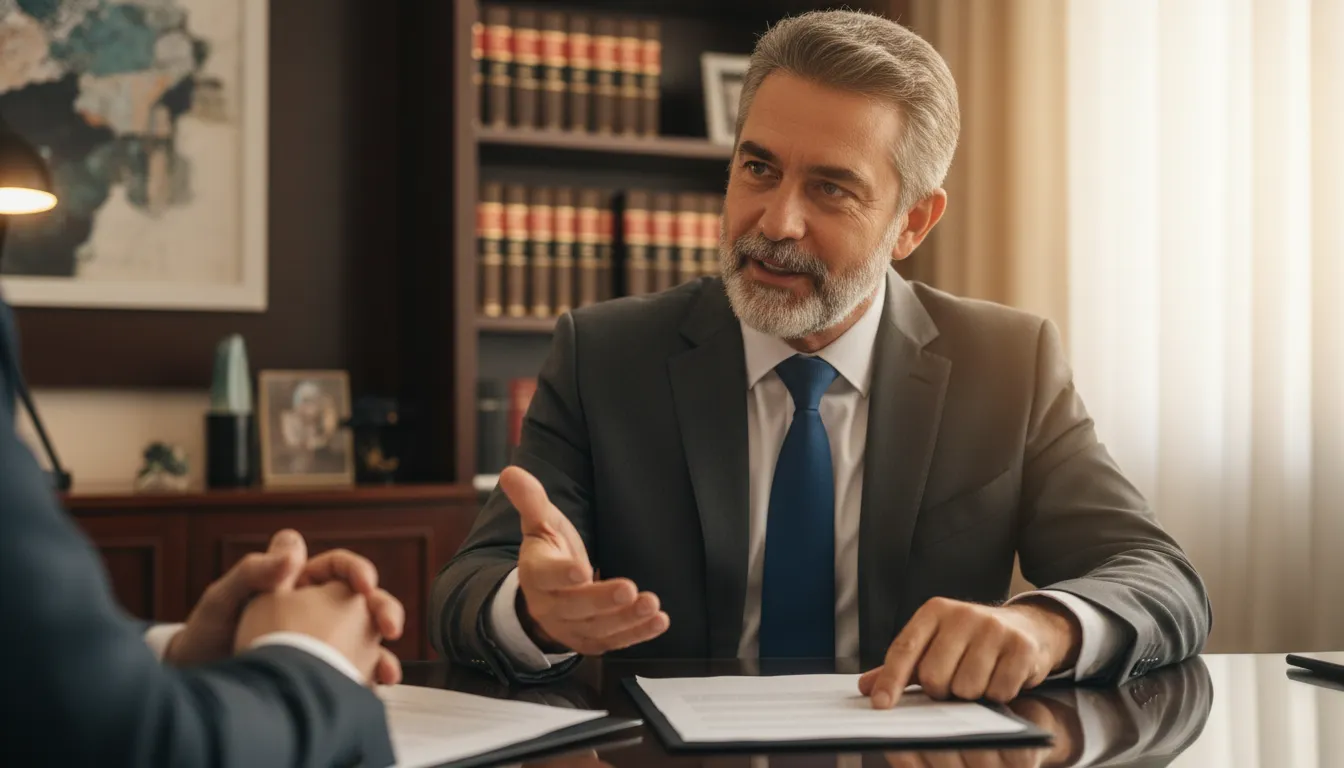 Advogado explica opções legais ao cliente para contestar perícia INSS, oferecendo suporte jurídico.