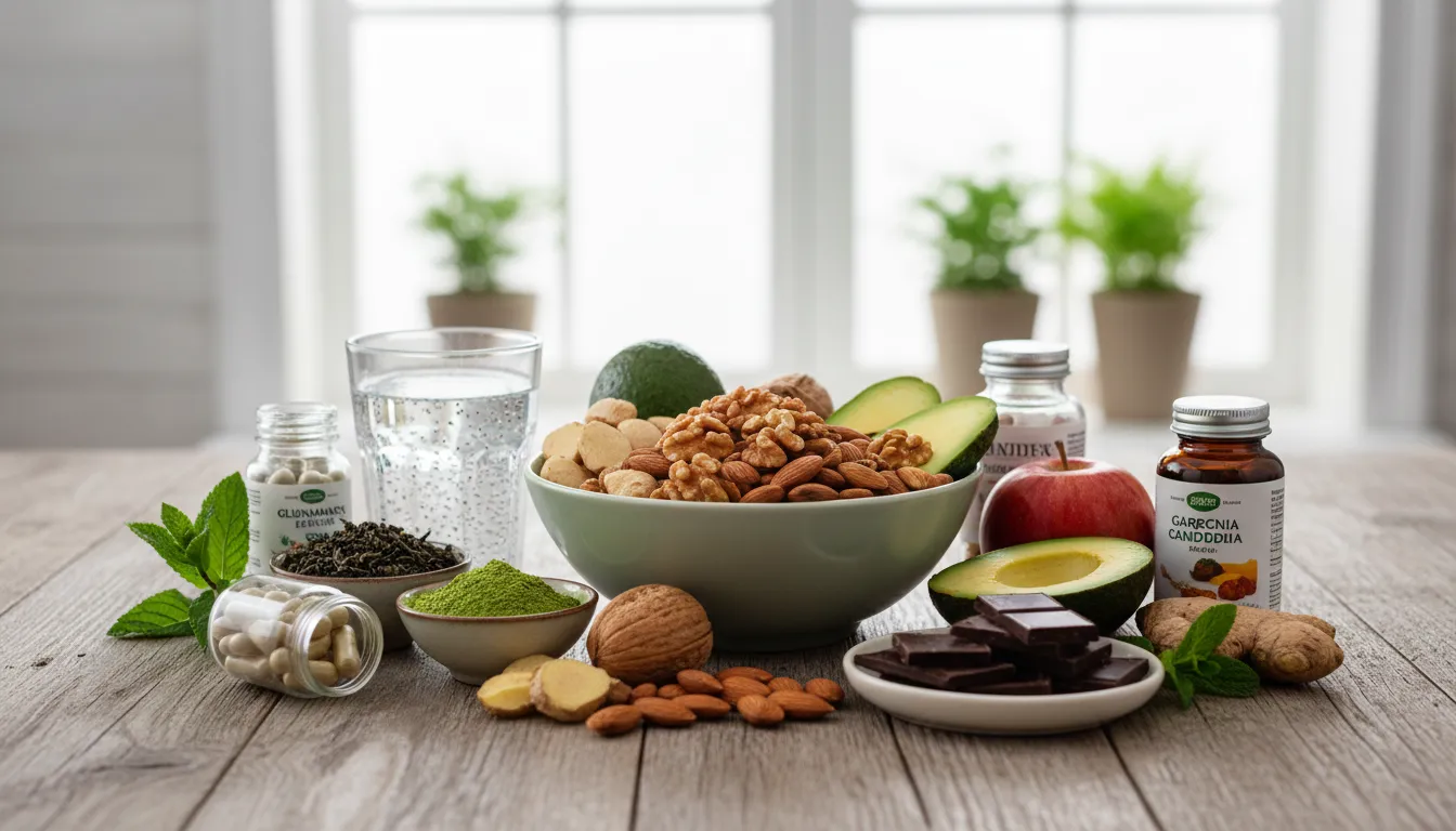 Pessoas praticando atividades físicas leves em ambiente ao ar livre, reforçando hábitos saudáveis.