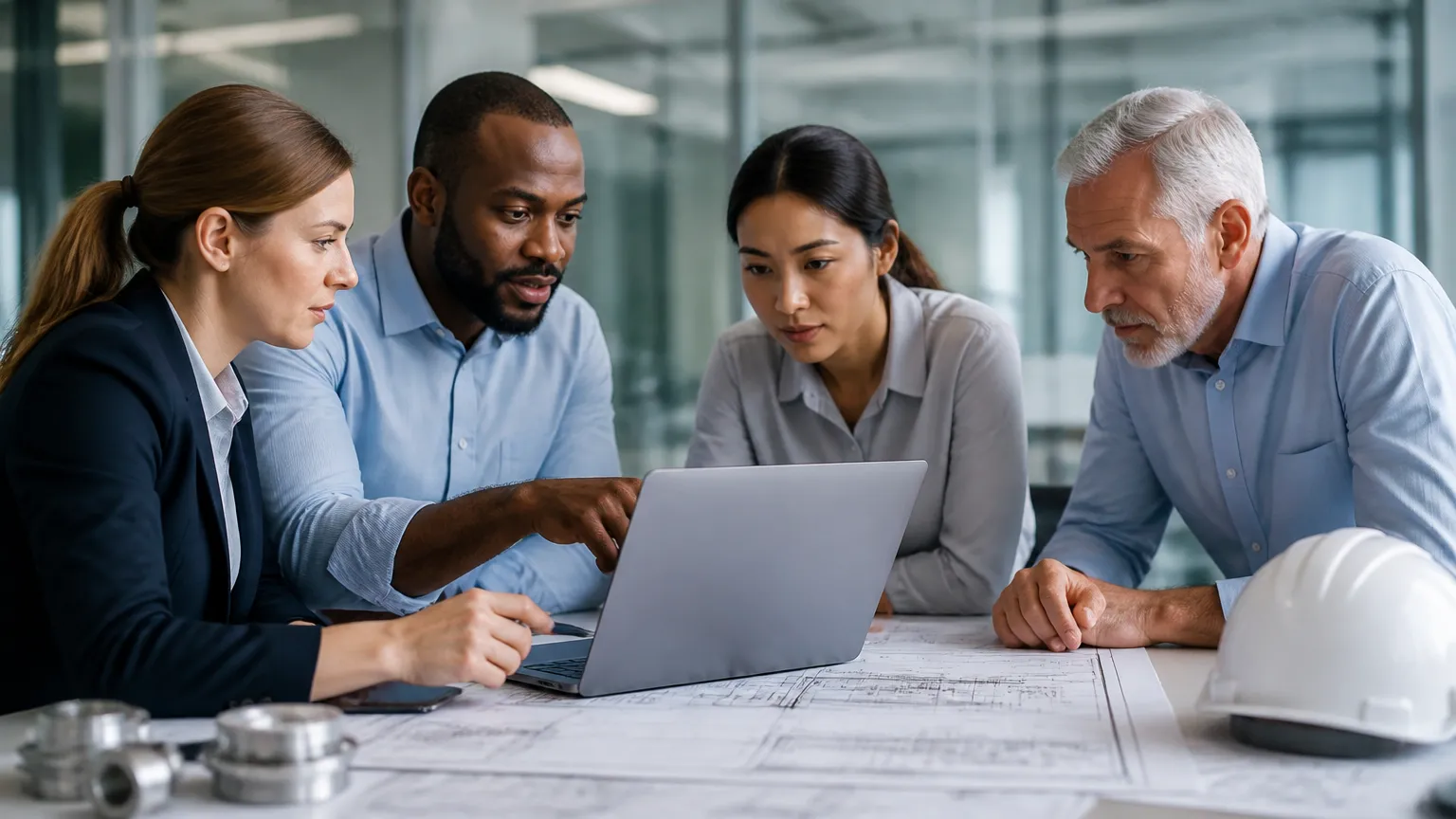 Equipe técnica planejando implantação integrada ao sistema para controle financeiro da empresa.