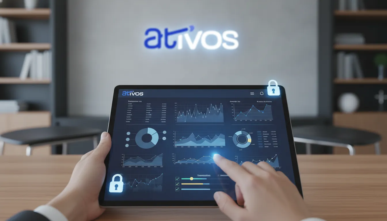 Interface segura da plataforma Ativos, conectando credores e um broker de precatórios com tecnologia avançada.