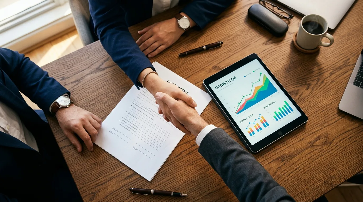 Parceria de sucesso com soluções financeiras para clientes de negócios.