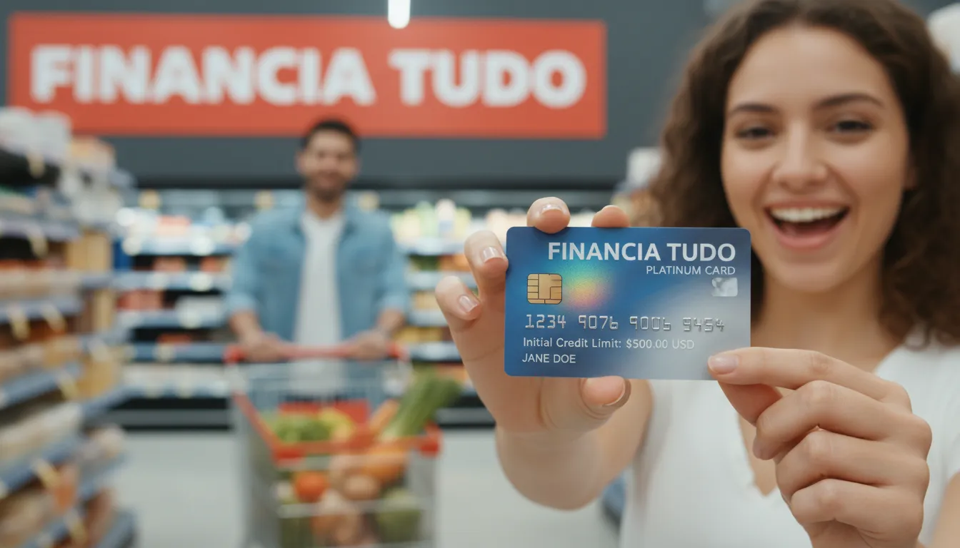 Imagem de um cartão de crédito com limite inicial, representando uma solução acessível de cartão para negativado para compras do dia a dia.