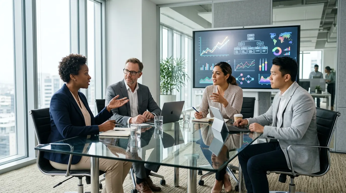 Equipe empresarial planejando estratégias para nova reforma tributária 2026.