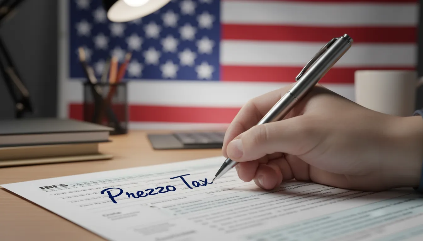 Primer plano de una firma de formulario de impuestos. Un contador en orlando para latinos ayuda con la declaración de impuestos.