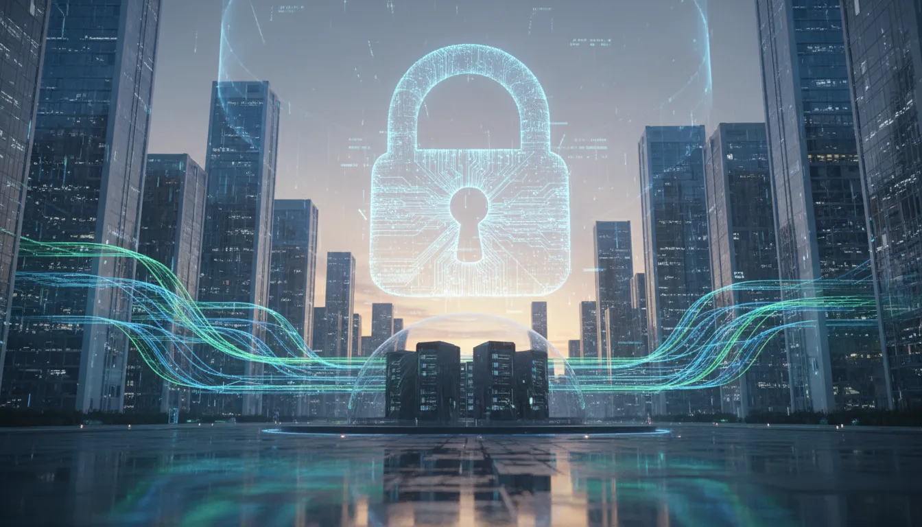 Padlock digital brilhante InfoLock protegendo dados, transmitindo tranquilidade e segurança pela prevenção de fraudes e ataques cibernéticos com RIPD LGPD.