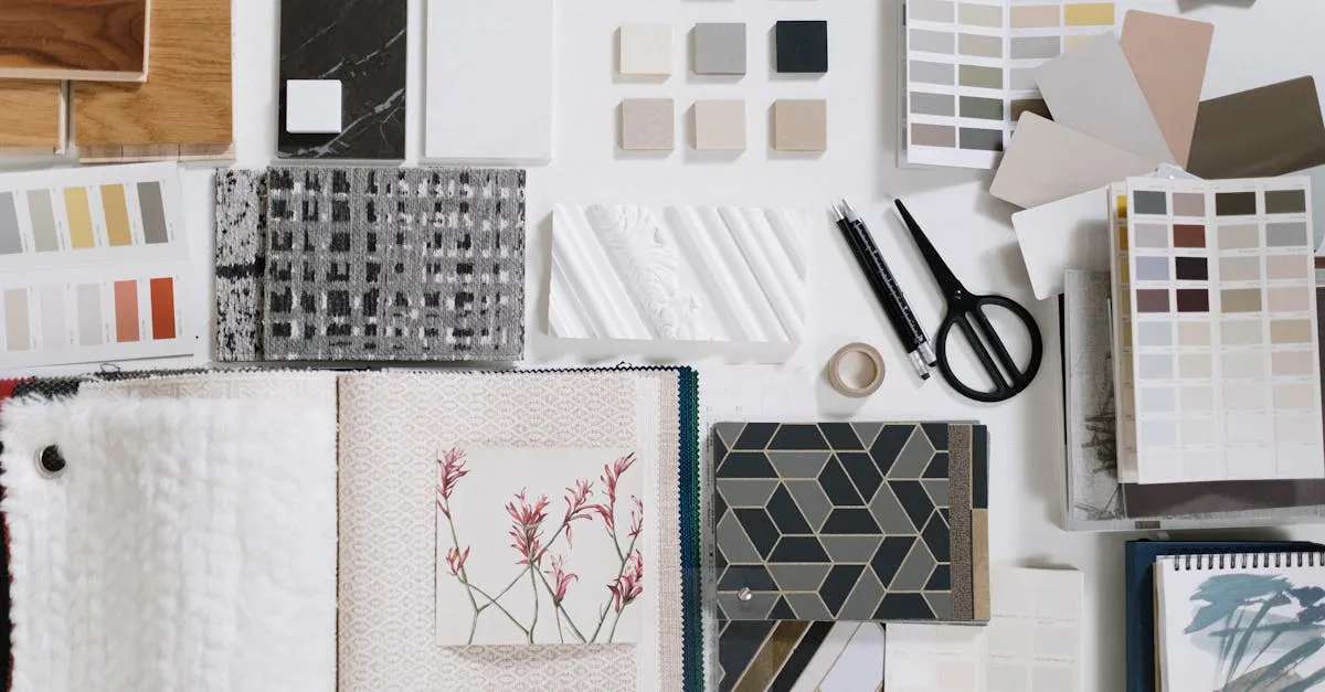 Designer trabalhando na criação de um tapete capacho personalizado BH, com amostras de cores e texturas, destacando as infinitas possibilidades de design e alta qualidade.