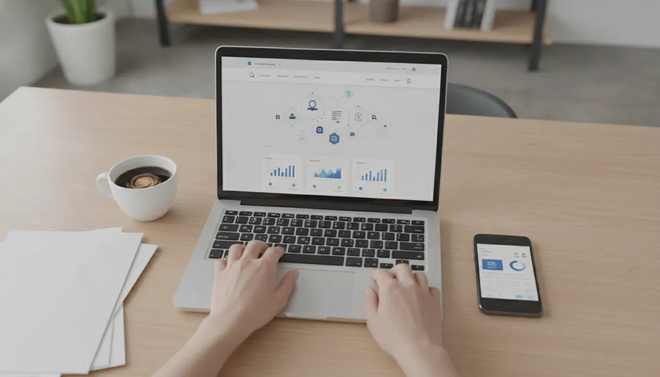 Plataforma Financia Tudo no laptop, aumentando receita correspondente bancário com agilidade e transparência.