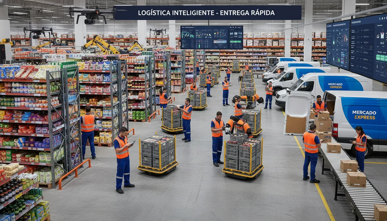 Logística inteligente e ativa em supermercado com integração ao e-commerce