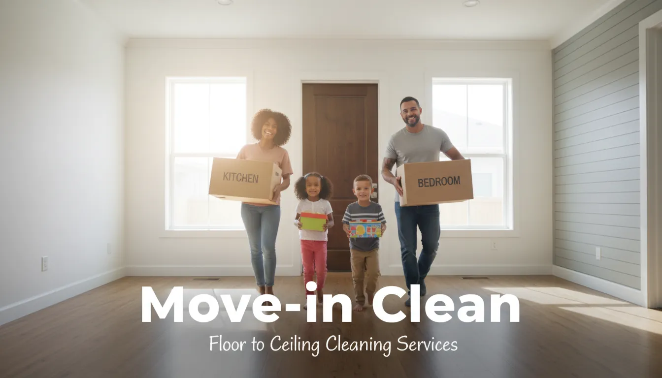 A clean new home thanks to trusted cleaning services, Floor to Ceiling Cleaning Services, ensuring a fresh start for the family.