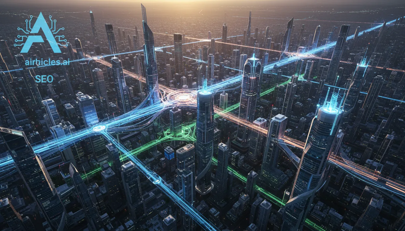 Paisagem futurista representando agência marketing com ia e sua capacidade de otimizar estratégias.