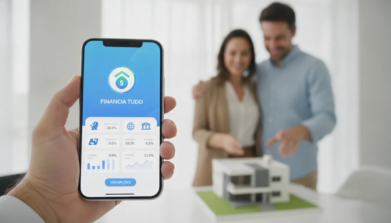 App Financia Tudo exibe bancos parceiros, facilitando acesso a crédito com imóvel financiado como garantia complementar.