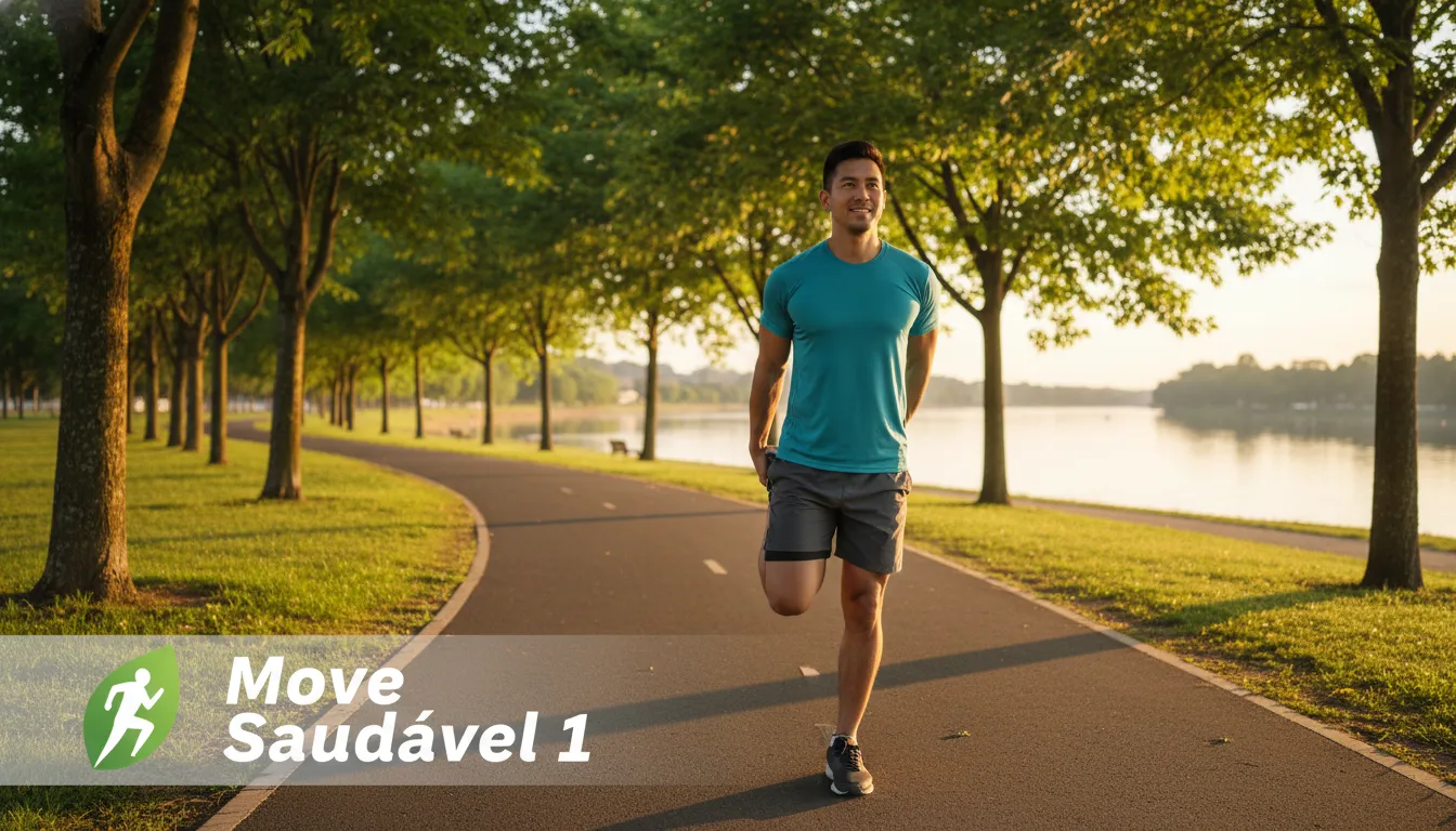 Homem se exercitando ao ar livre, promovendo movimento e contribuindo para uma barriga mais saudável e ativa.