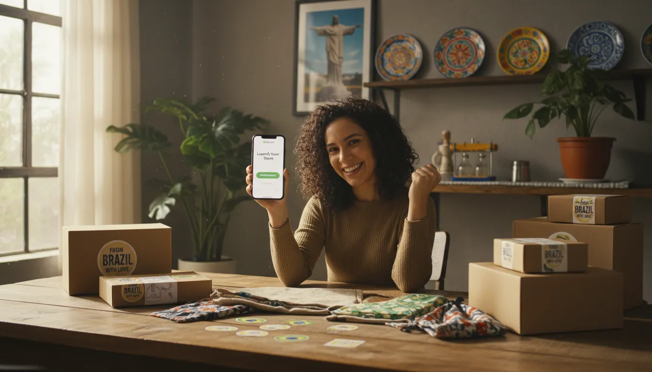 WordPress vs Shopify para E-commerce em 2026 1 Designer personalizando loja WordPress WooCommerce em ambiente aconchegante e moderno no Brasil.