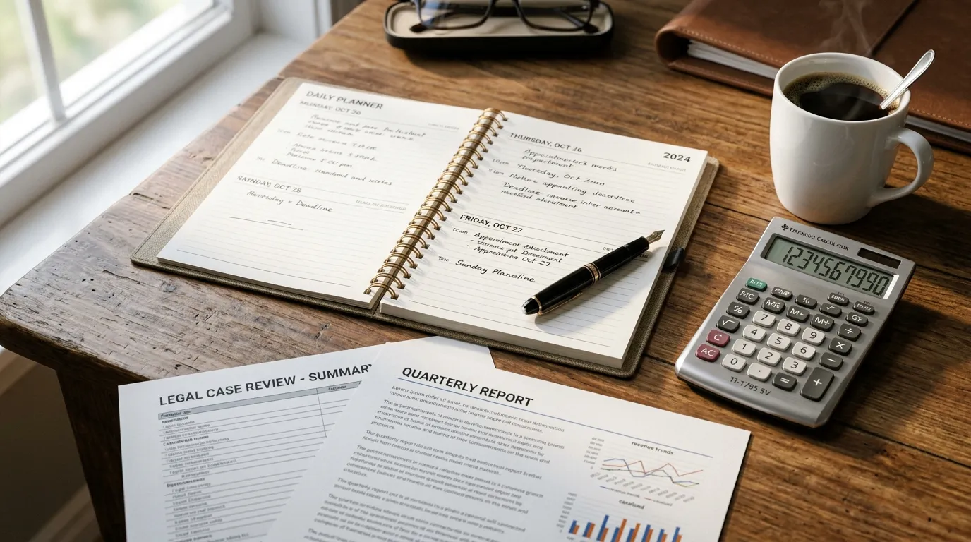 Calculadora e documentos detalhando banco de horas como funciona o cálculo trabalhista.