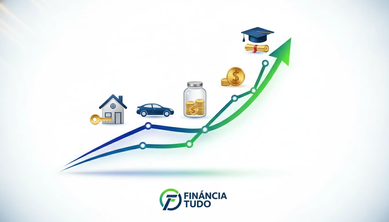 Gráfico ascendente ilustra o potencial de ganhos do afiliado financeiro com Financia Tudo.