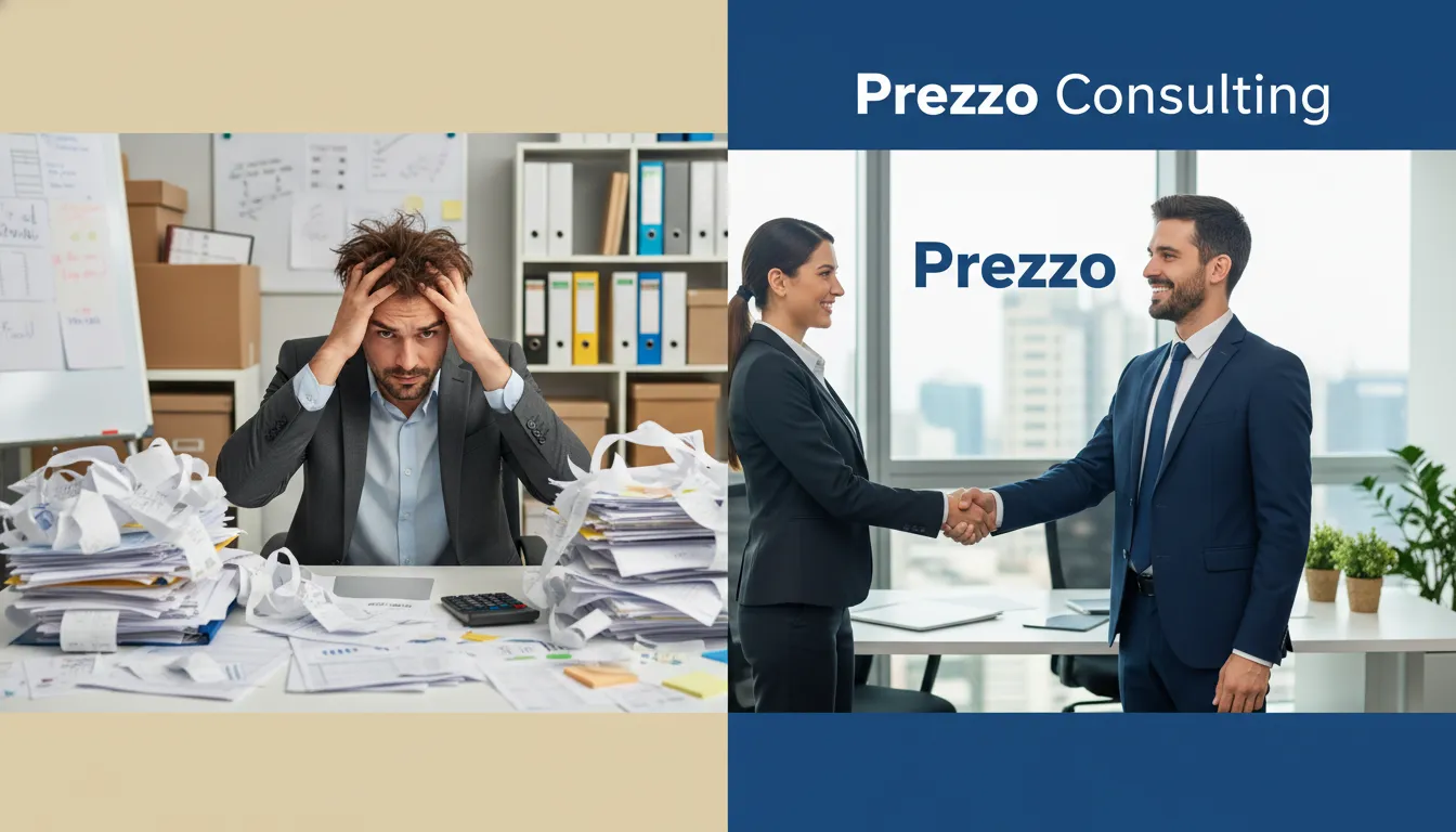 Antes y después: Asesoramiento de Prezzo Consulting simplifica 'Como crear una empresa en EE.UU', brindando claridad y control.