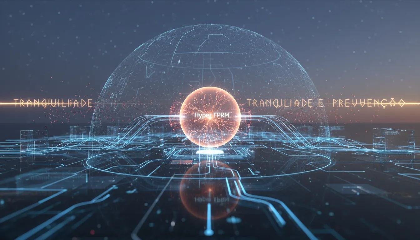 Visão futurista da segurança proativa da InfoLock, prevenindo riscos de terceiros para garantir total tranquilidade.