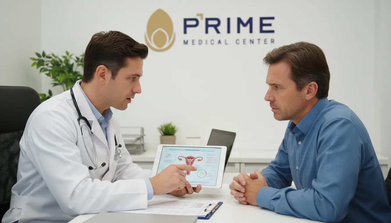 Consulta médica sobre impotência sexual masculina: médico explica diagnóstico ao paciente na Prime Medical.