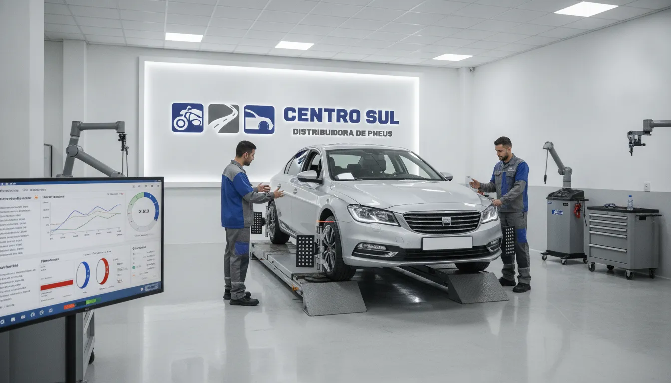 Serviços automotivos avançados garantem performance e segurança, incluindo alinhamento 3D para o índice de velocidade do pneu.