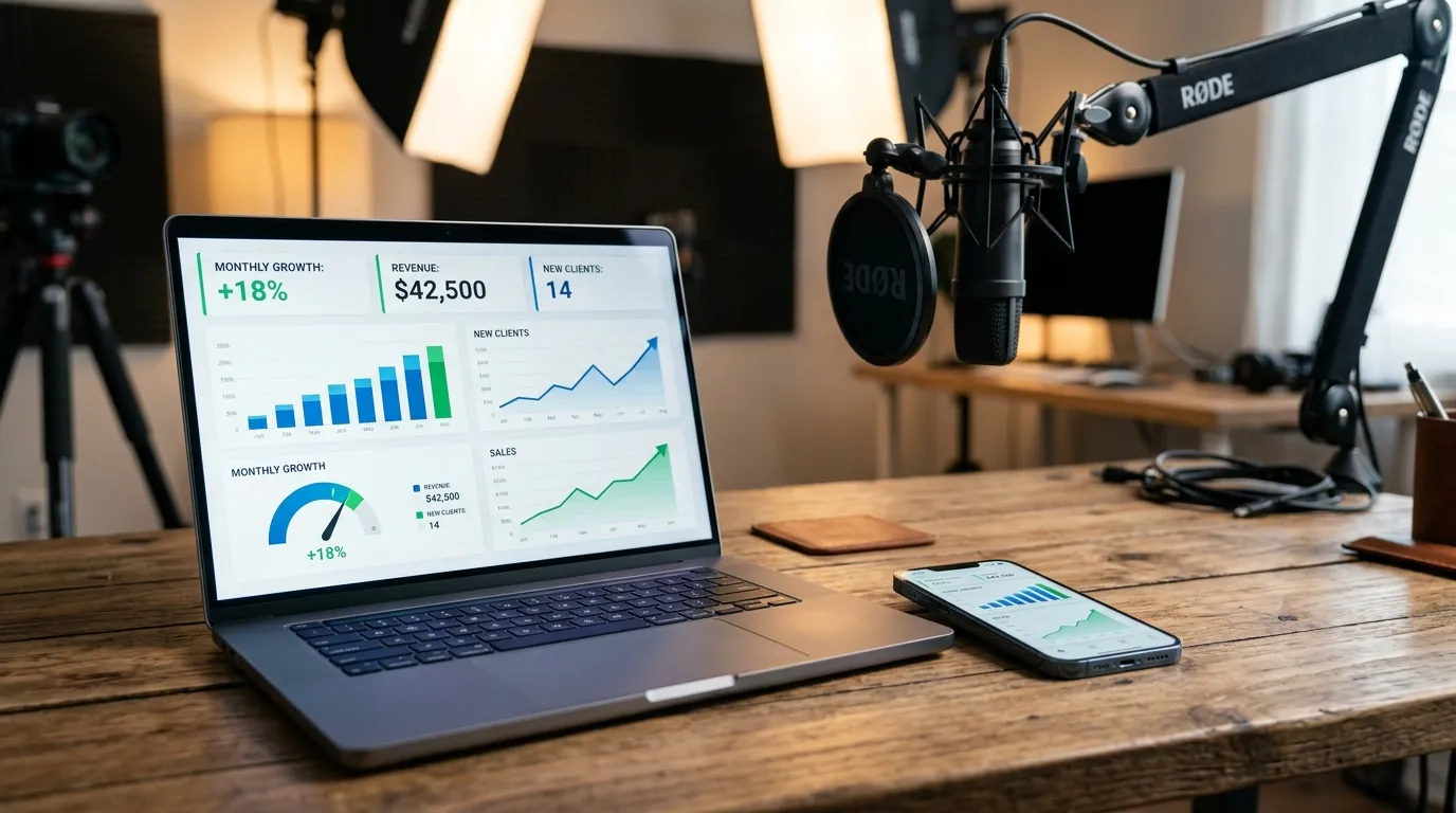 Painel financeiro de sucesso de uma MEI produtora de vídeo em crescimento acelerado.