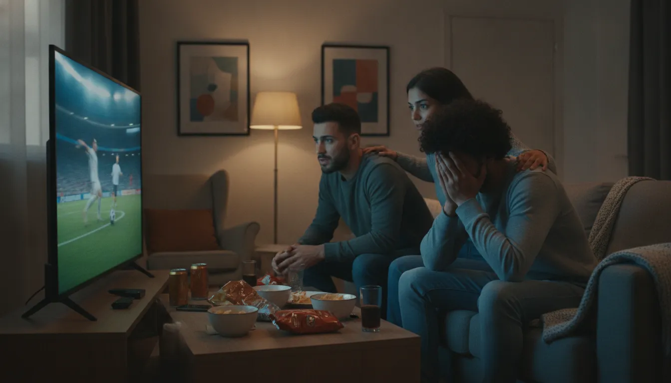 Copa do Mundo: Amigos vivenciam emoções intensas e estresse, afetando sua saúde mental durante o jogo.