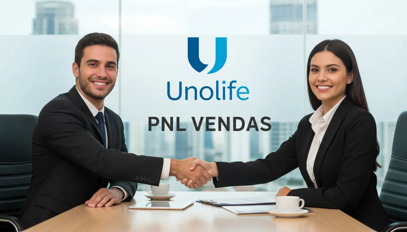 Um vendedor utilizando estratégias de PNL para aumentar as vendas e construir relacionamentos duradouros com clientes, com apoio da Unolife.