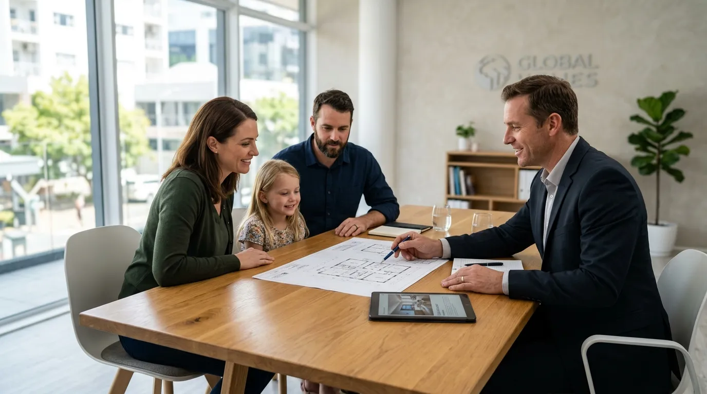 Reunião de planejamento considerando o valor mínimo do imóvel para home equity para expandir negócios.
