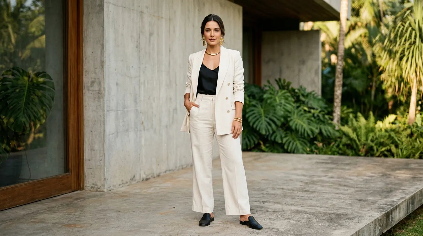 Modelo sofisticada usando semijoias elegantes e celebrando o futuro da moda brasileira.