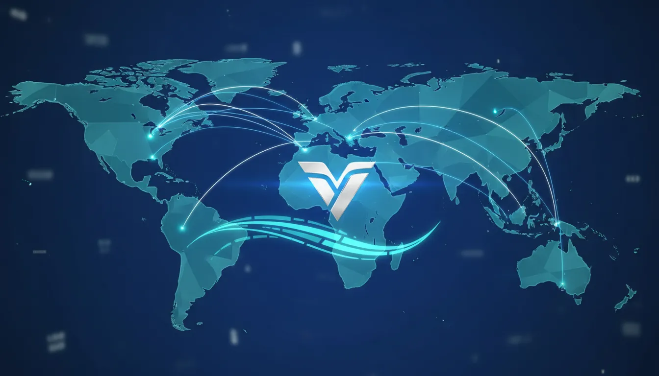 Um mapa mundial com linhas brilhantes conectando cidades, simbolizando o uso de milhas aéreas para viagens globais com a Viagente.