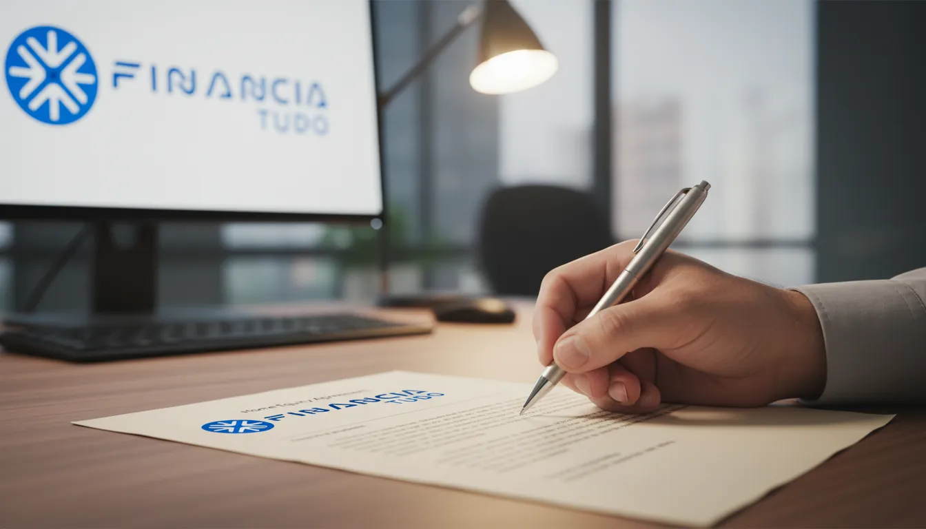 Detalhe de uma mão assinando contrato de home equity para substituir dívidas, simbolizando a conquista da organização financeira.