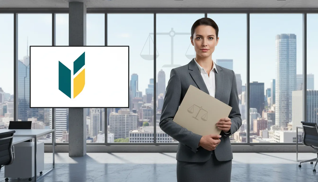 Empresária segura pasta com relatórios financeiros, simbolizando a organização necessária para obter a certidão negativa de débitos.