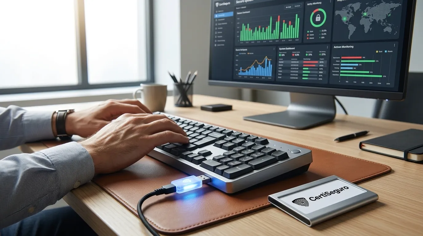 Monitoramento seguro e controle de acesso usando certificado digital e-cnpj corporativo.