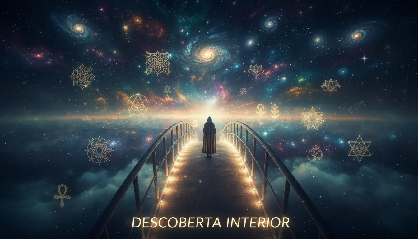 Metáfora visual da jornada interior rumo à sabedoria dos Registros Akáshicos